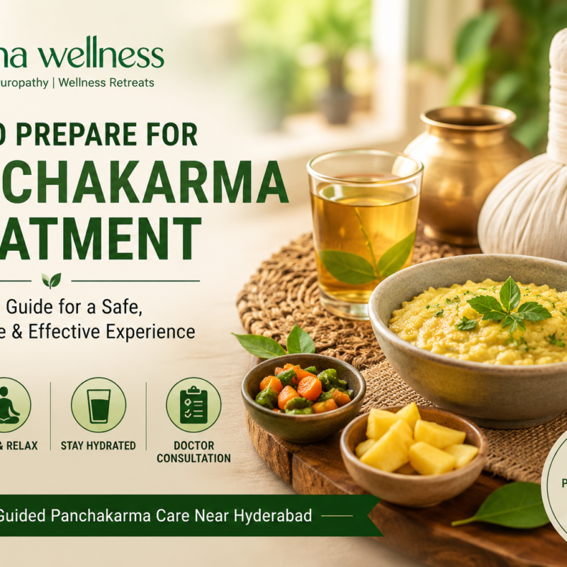 Preparation for Panchakarma treatment with light Ayurvedic food, herbs, warm water and doctor-guided care at Haritha Wellness